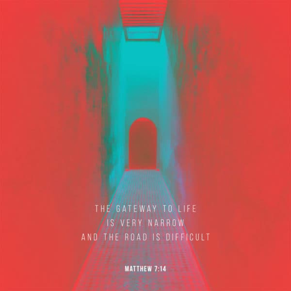 The gateway to life is very narrow and the road is difficult - Matthew 7:14