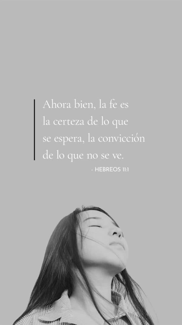 Ahora bien, la fe es la certeza de lo que se espera, la convicción de lo que no se ve. - Hebreos 11:1