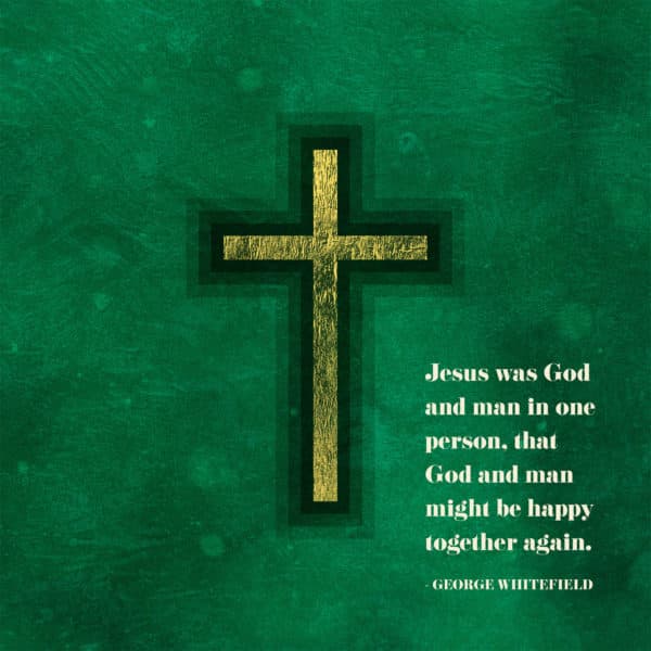 Jesus was God and man in one person, that God and man might be happy together again. - George Whitefield