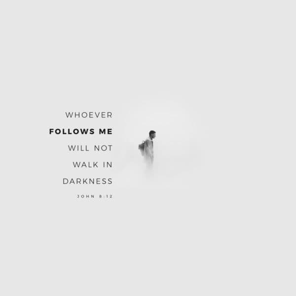 Whoever follows me will not walk in darkness. - John 8:12