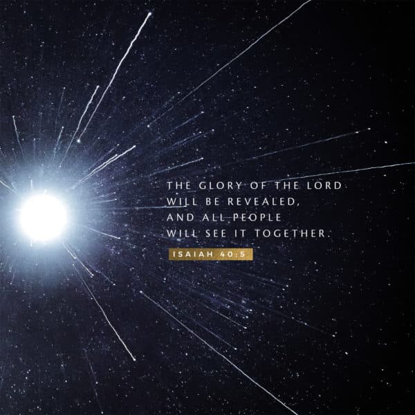 The glory of the LORD will be revealed, and all people will see it together. - Isaiah 40:5