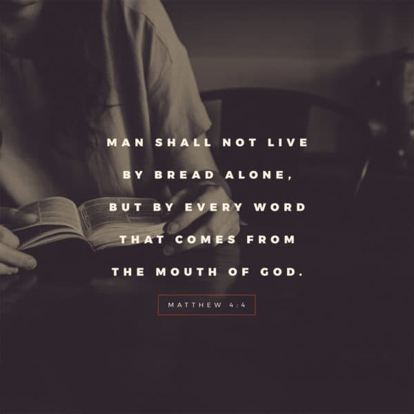 Man shall not live by bread alone, but by every word that comes from the mouth of God. - Matthew 4:4