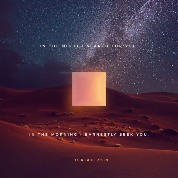 In the night I search for you; in the morning I earnestly seek you. - Isaiah 26:9