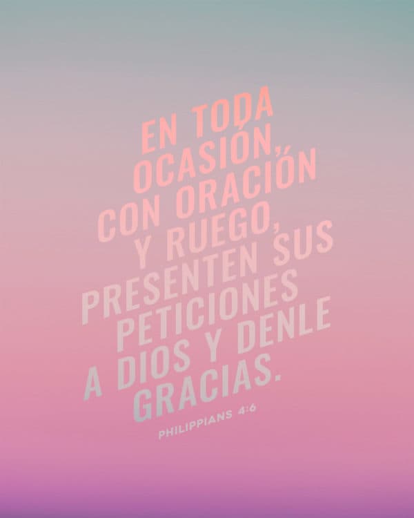 En toda ocasión, con oración y ruego, presenten sus peticiones a Dios y denle gracias. - Filipenses 4:6