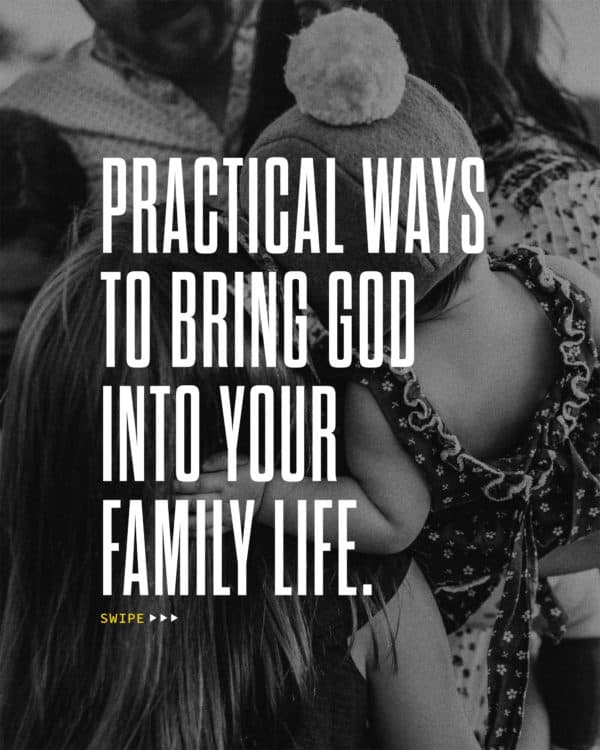 Practical ways to bring God into your family life. (1) Ask your family about the message on the way home from church. (2) Turn off the TV and listen to worship music for an hour. (3) Read the proverb of the day. (March 16, Proverbs 16) (4) Pray with your spouse/kids before bed.