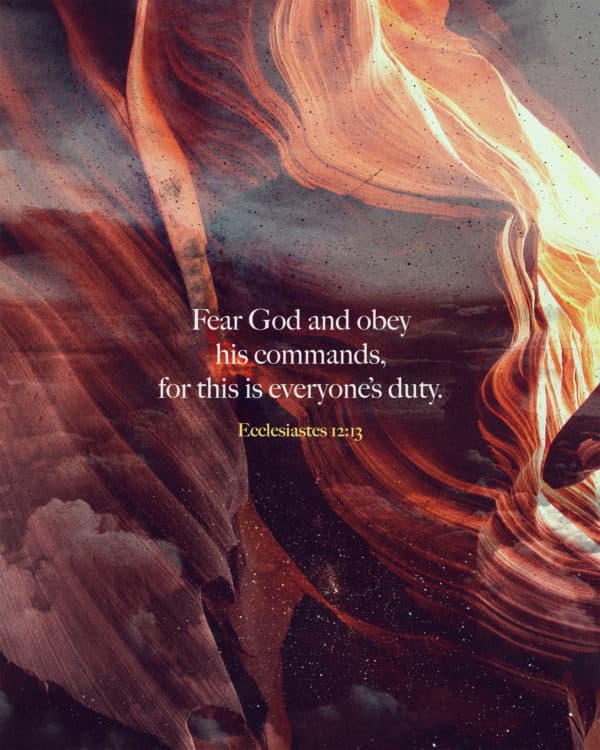 Fear God and obey his commands, for this is everyone’s duty. - Ecclesiastes 12:13