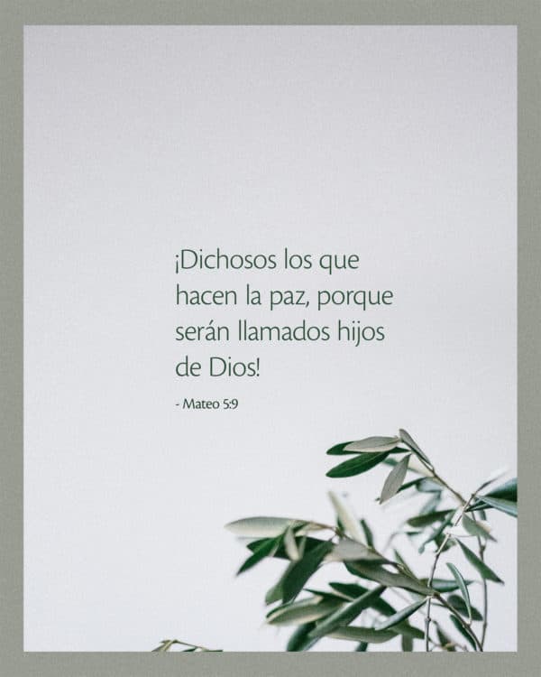 ¡Dichosos los que hacen la paz, porque serán llamados hijos de Dios! - Mateo 5:9