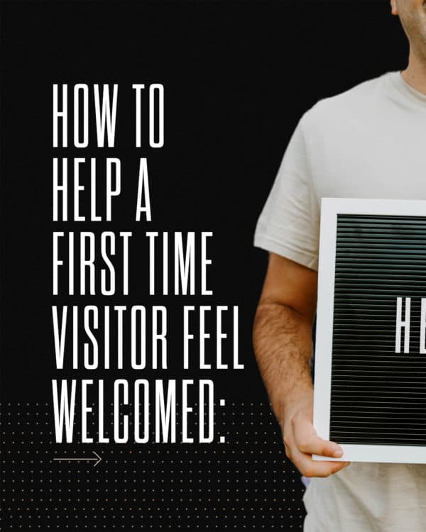 How to help a first time visitor feel welcomed: 1. Greet them with a smile. 2. Ask if they have any questions you could answer. 3. Join them in service. 4. Invite them to lunch!