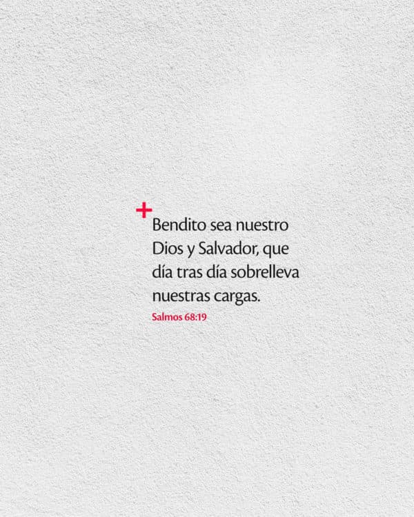 Bendito sea nuestro Dios y Salvador, que día tras día sobrelleva nuestras cargas. - Salmos 68:19