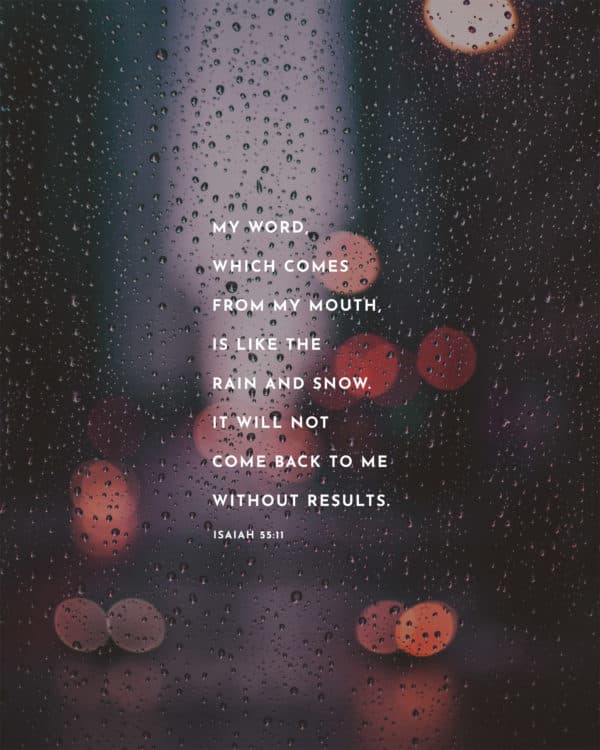 My word, which comes from my mouth, is like the rain and snow. It will not come back to me without results. - Isaiah 55:11
