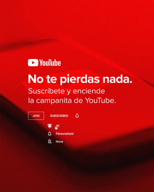 No te pierdas nada. Suscríbete y enciende la campanilla de YouTube.