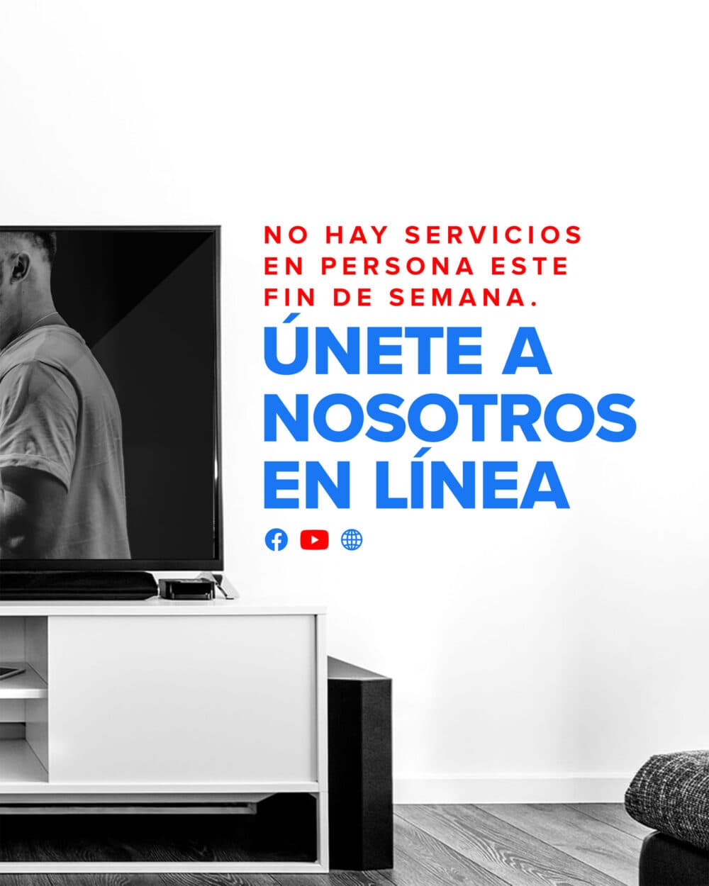No hay servicios en persona este fin de semana. Únete a nosotros en línea.