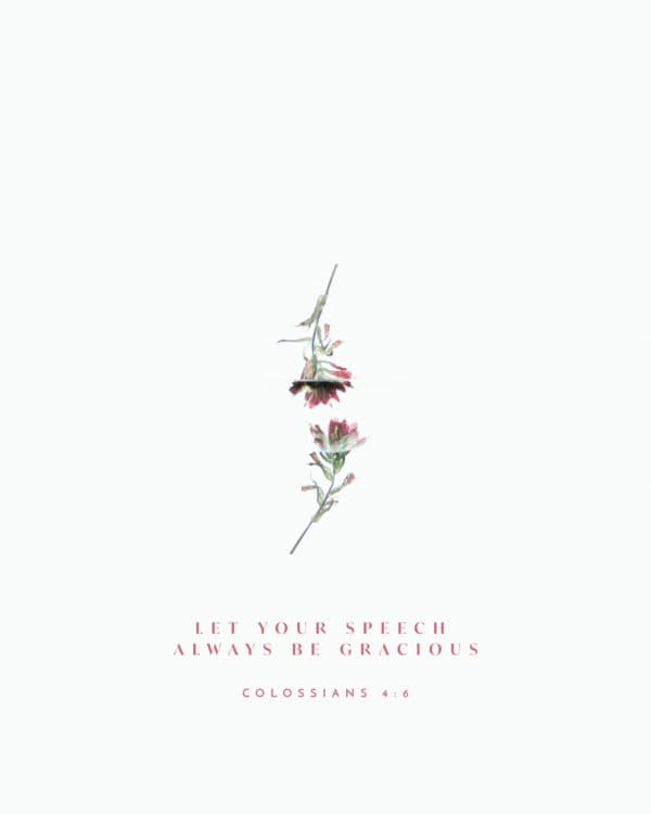 Let your speech always be gracious. - Colossians 4:6