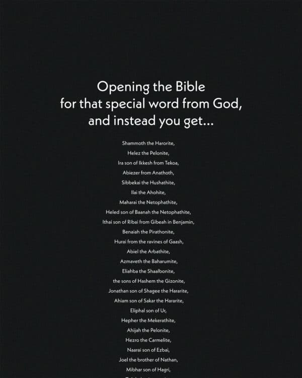 Opening the Bible for that special word from God, and instead you get...
