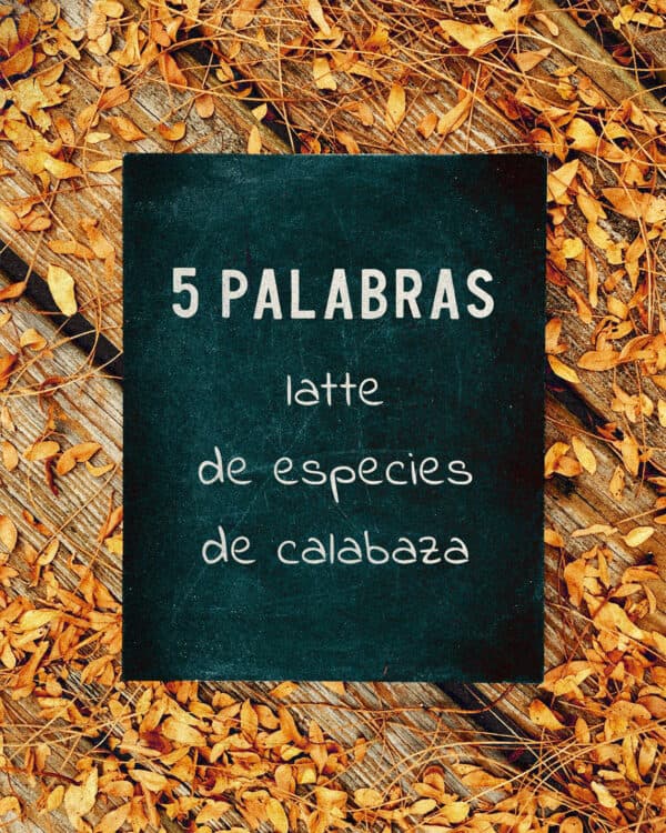 5 palabras. Latte de especies de calabaza