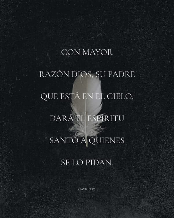 Con mayor razón Dios, su Padre que está en el cielo, dará el Espíritu Santo a quienes se lo pidan. - Lucas 11:13