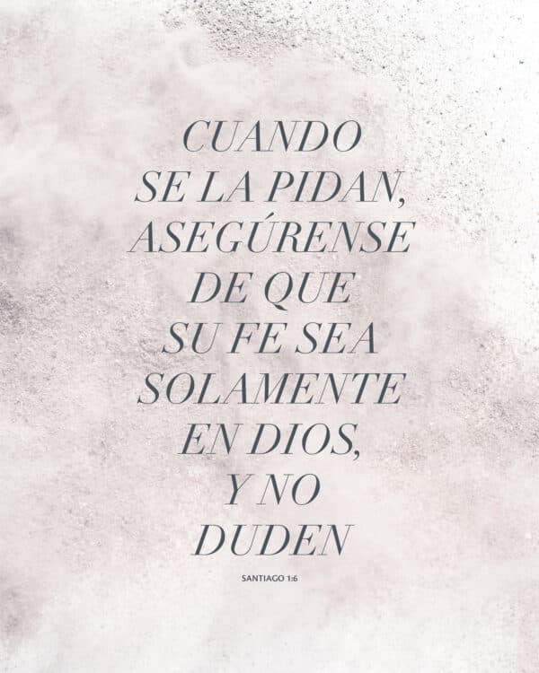 Cuando se la pidan, asegúrense de que su fe sea solamente en Dios, y no duden. - Santiago 1:6
