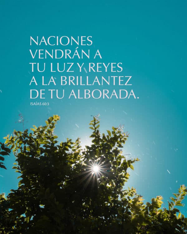 Naciones vendrán a tu luz y reyes a la brillantez de tu alborada. - Isaías 60:3