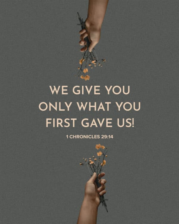 We give you only what you first gave us! - 1 Chronicles 29:14