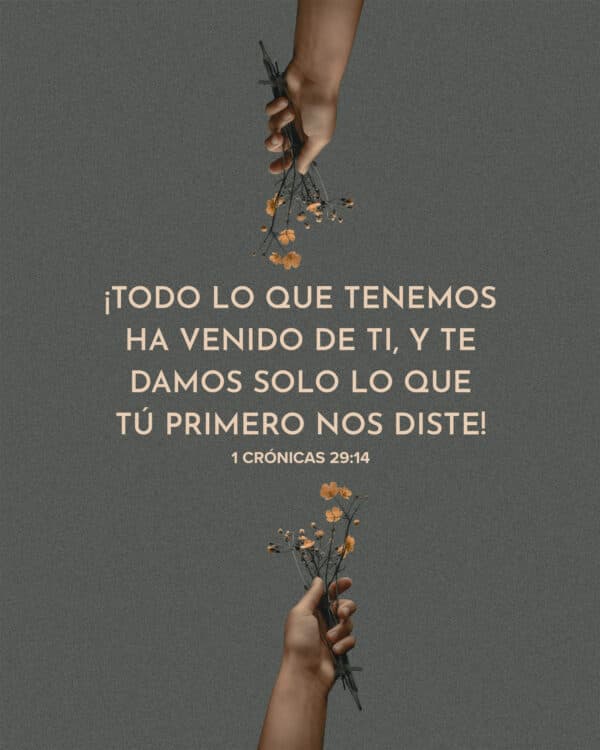 ¡Todo lo que tenemos ha venido de ti, y te damos solo lo que tú primero nos diste! - 1 Crónicas 29:14