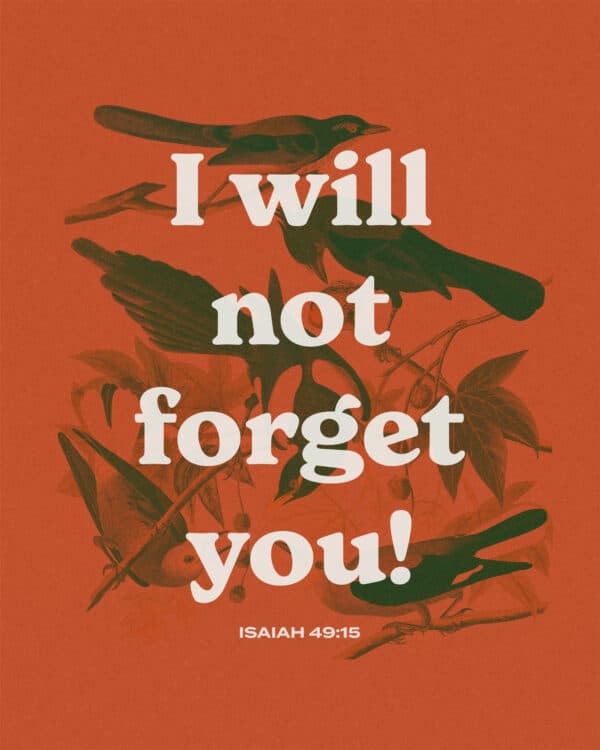 I will not forget you! - Isaiah 49:15