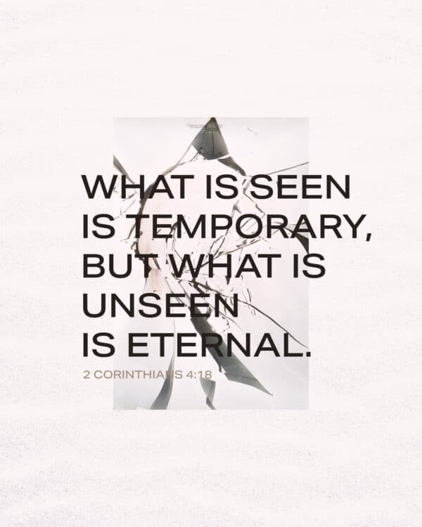 What is seen is temporary, but what is unseen is eternal. - 2 Corinthians 4:18