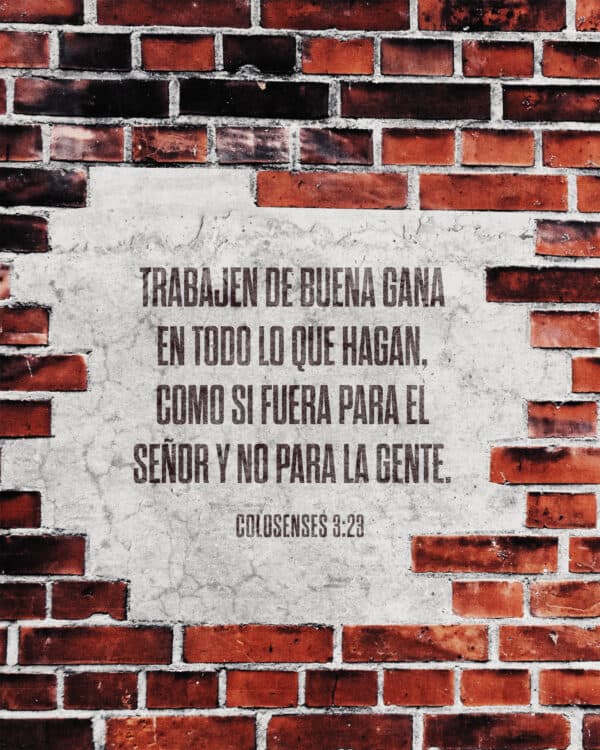 Trabajen de buena gana en todo lo que hagan, como si fuera para el Señor y no para la gente. - Colosenses 3:23