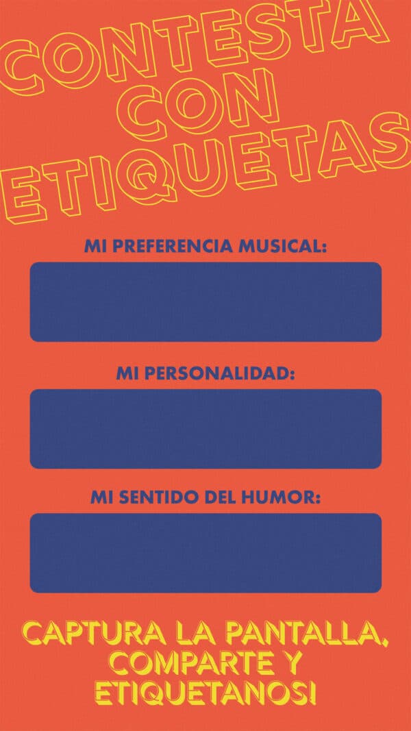 Contesta con Etiquetas. Mi preferencia musical: Mi personalidad: Mi sentido del humor: Captura la pantalla, comparte y etiquetanos!
