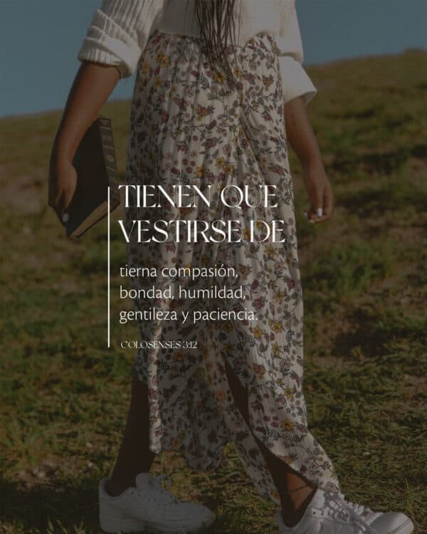 Tienen que vestirse de tierna compasión, bondad, humildad, gentileza y paciencia. - Colosenses 3:12