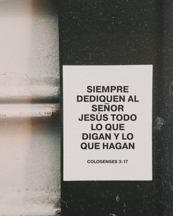 Siempre dediquen al Señor Jesús todo lo que digan y lo que hagan. - Colosenses 3:17