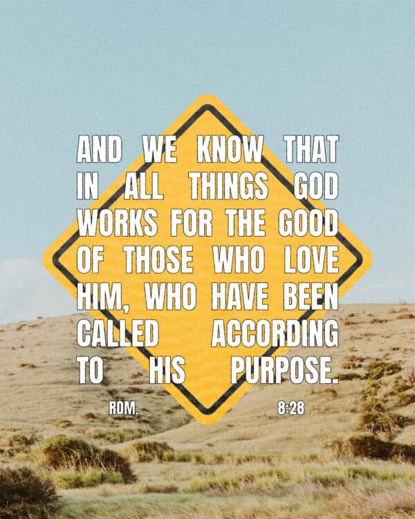 And we know that in all things God works for the good of those who love him, who have been called according to his purpose. - Romans 8:28