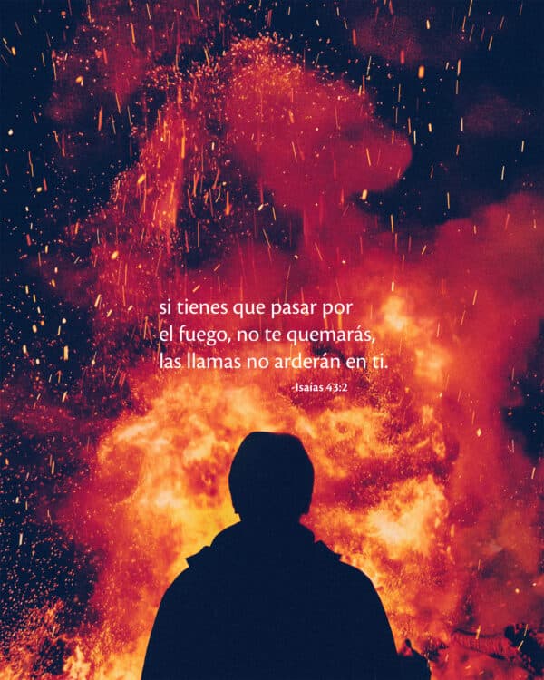 Si tienes que pasar por el fuego, no te quemarás, las llamas no arderán en ti. - Isaías 43:2