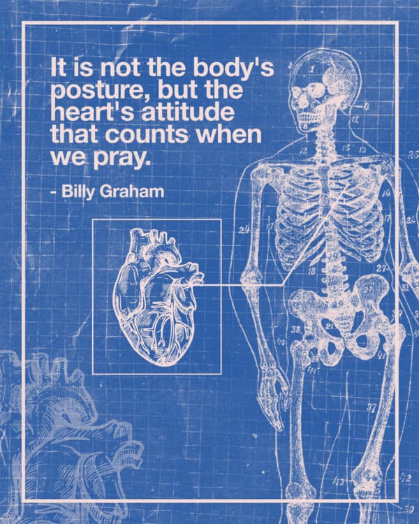 It is not the body's posture, but the heart's attitude that counts when we pray. - Billy Graham