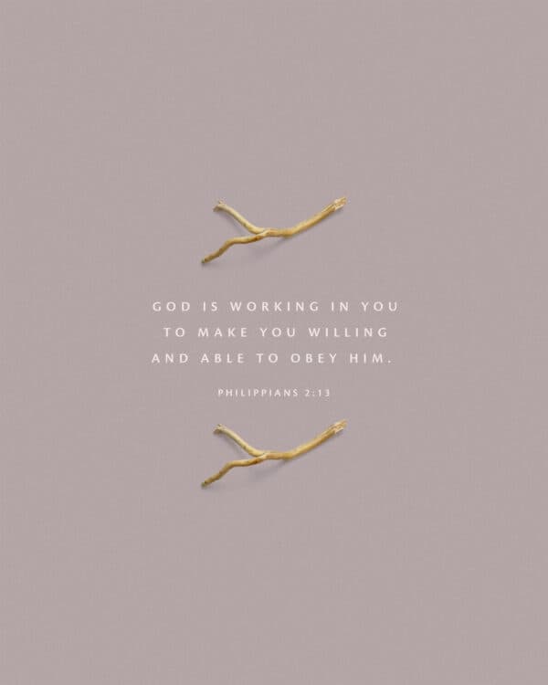 God is working in you to make you willing and able to obey him. - Philippians 2:13