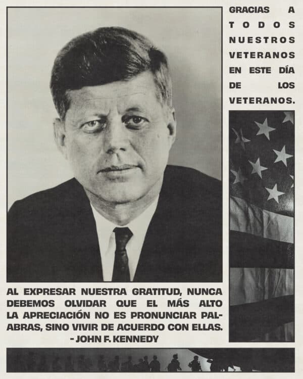 Al expresar nuestra gratitud, nunca debemos olvidar que el más alto la apreciación no es pronunciar palabras, sino vivir de acuerdo con ellas. - John F. Kennedy. Gracias a todos nuestros veteranos en este día de los veteranos.