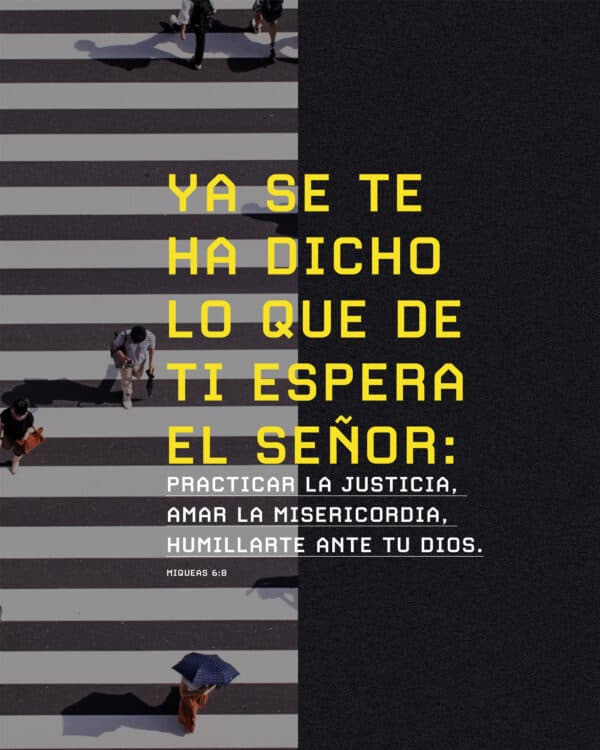 Ya se te ha dicho lo que de ti espera el Señor: Practicar la justicia, amar la misericordia, y humillarte ante tu Dios. - Miqueas 6:8