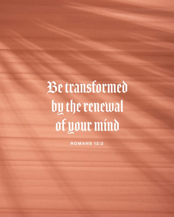 Be transformed by the renewal of your mind. - Romans 12:2