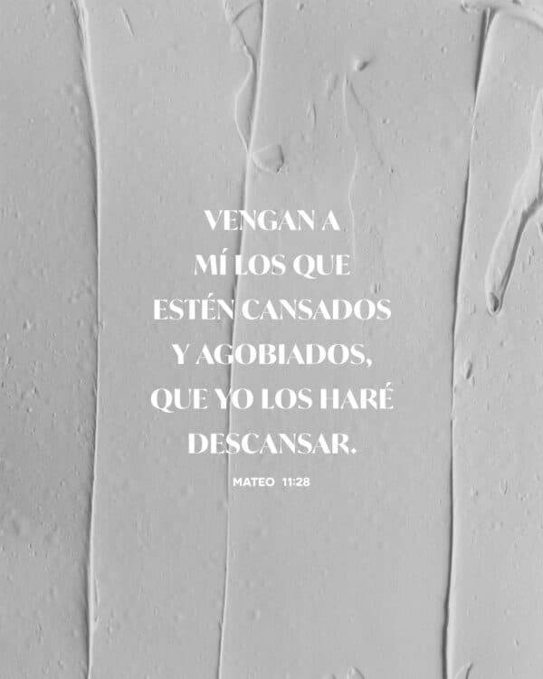 Vengan a mí los que estén cansados y agobiados, que yo los haré descansar. - Mateo 11:28
