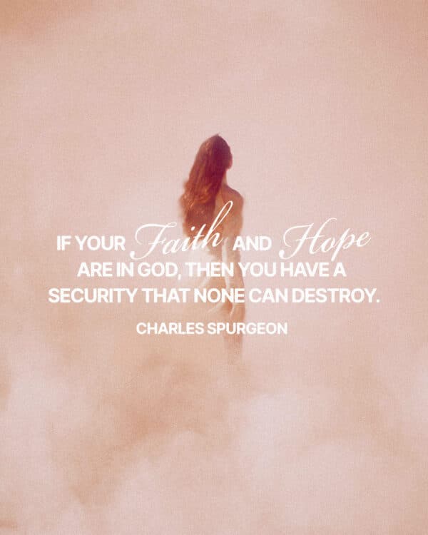 If your faith and hope are in God, then you have a security that none can destroy. - Charles Spurgeon