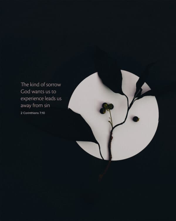 The kind of sorrow God wants us to experience leads us away from sin. - 2 Corinthians 7:10
