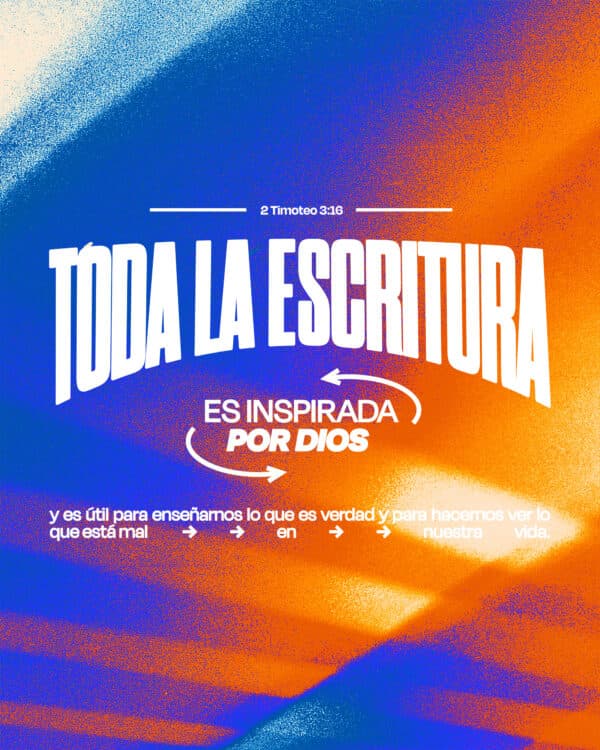 Toda la Escritura es inspirada por Dios y es útil para enseñarnos lo que es verdad y para hacernos ver lo que está mal en nuestra vida. - 2 Timoteo 3:16