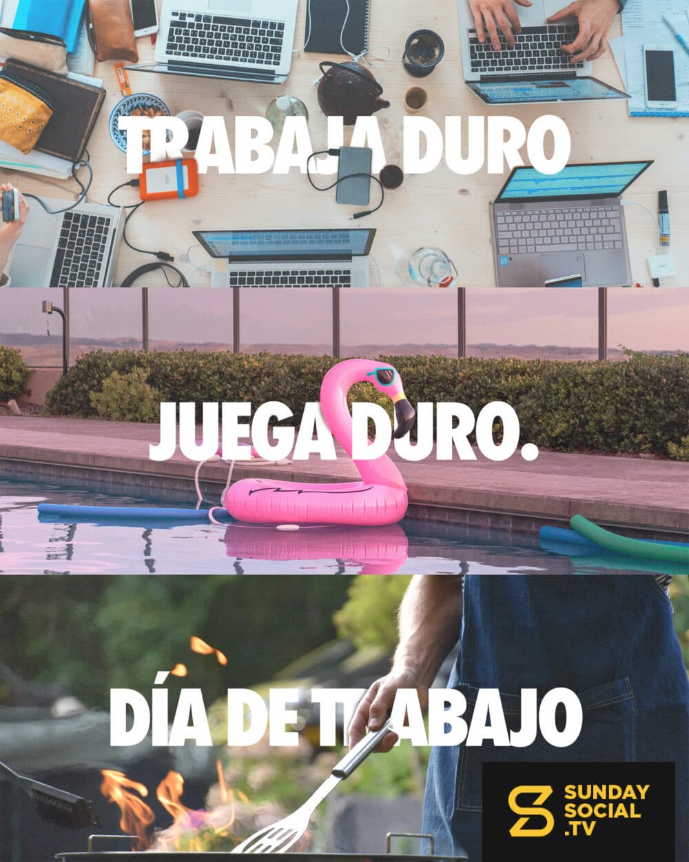 Trabaja duro. Juega duro. Día de Trabajo.