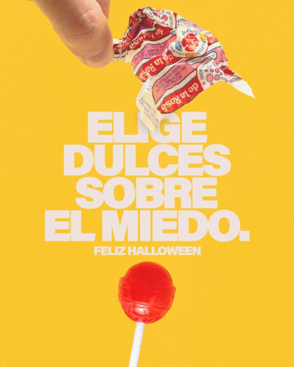 Elige dulces sobre el miedo. Feliz Halloween