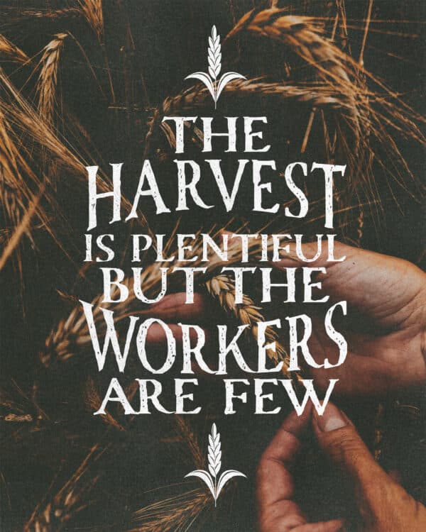 "The harvest is plentiful but the workers are few." - Matthew 9:37