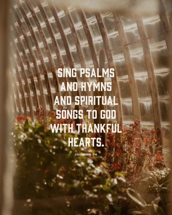"Sing psalms and hymns and spiritual songs to God with thankful hearts." - Colossians 3:16