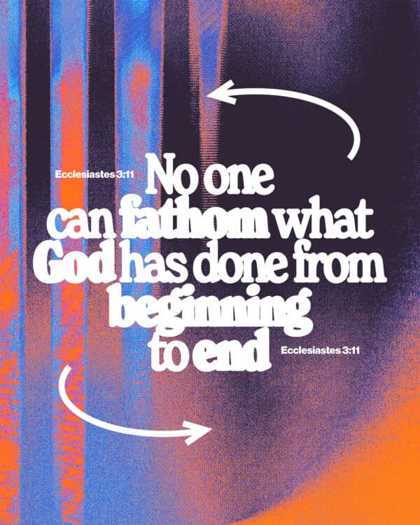 "No one can fathom what God has done from beginning to end." - Ecclesiastes 3:11