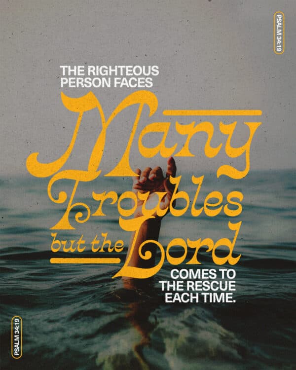 "The righteous person faces many troubles, but the LORD comes to the rescue each time." - Psalm 34:19