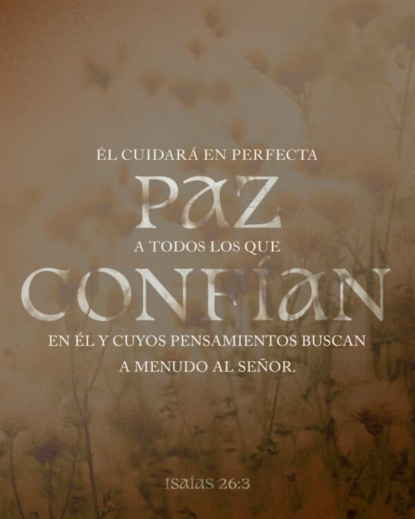 "Él cuidará en perfecta paz a todos los que confían en él y cuyos pensamientos buscan a menudo al Señor!" - Isaías 26:3