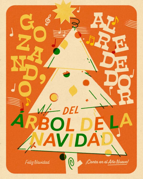 ¡Gozando alrededor del árbol de la navidad!