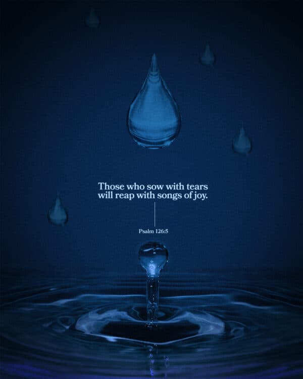 "Those who sow with tears will reap with songs of joy." - Psalm 126:5